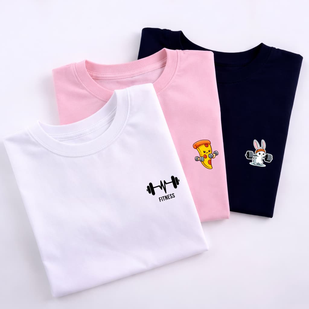 Kit 3 Camisetas T-Shirt Feminina Academia 100% Algodão Oversized Treino Fitness
