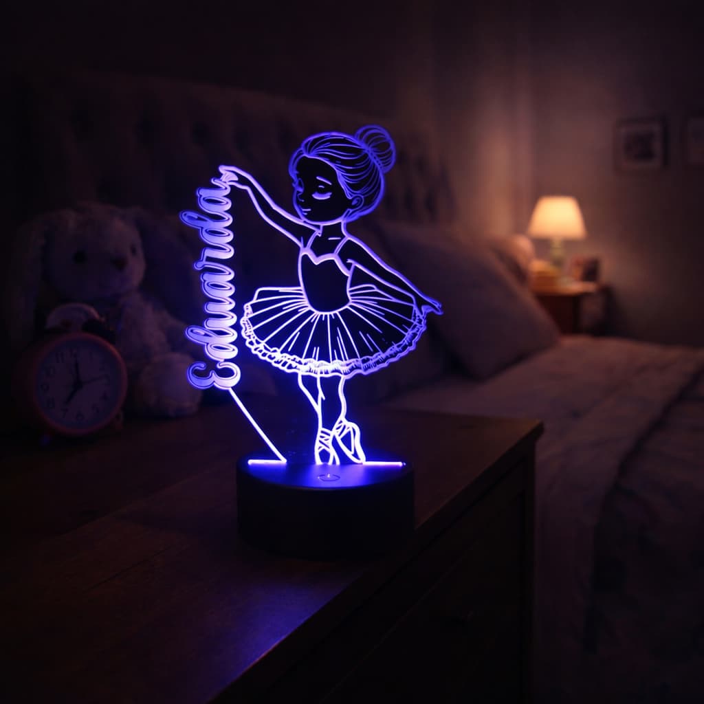Luminária LED Abjur Bailarina Quarto Controle Remoto RGB 16 cores