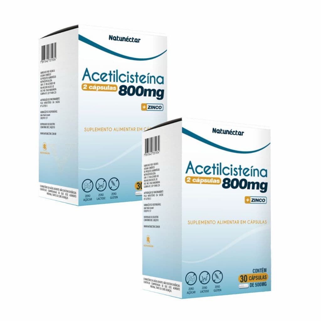 2x Acetilcisteína- NAC-30 Cáps.-800mg- Vitamina C D e Zinco