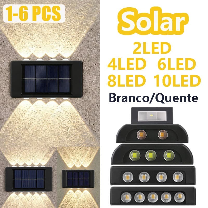 Luminária Solar De Parede À Prova D'água Para Jardim Muro e Varanda Jardim e Garagem LED Lâmpada