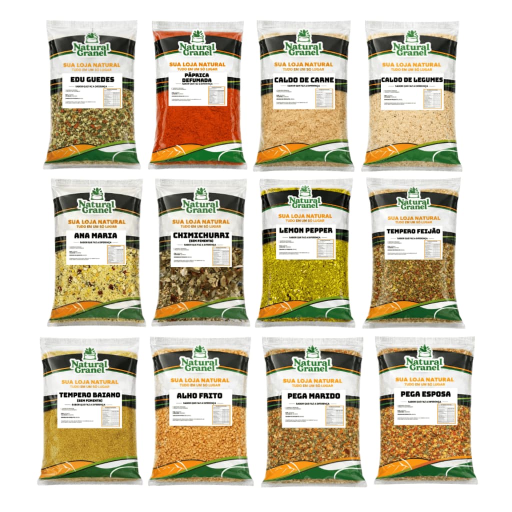 Kit Temperos Cozinha 12 Condimentos Mix Sabores Gourmet Top Naturais Rende Muito