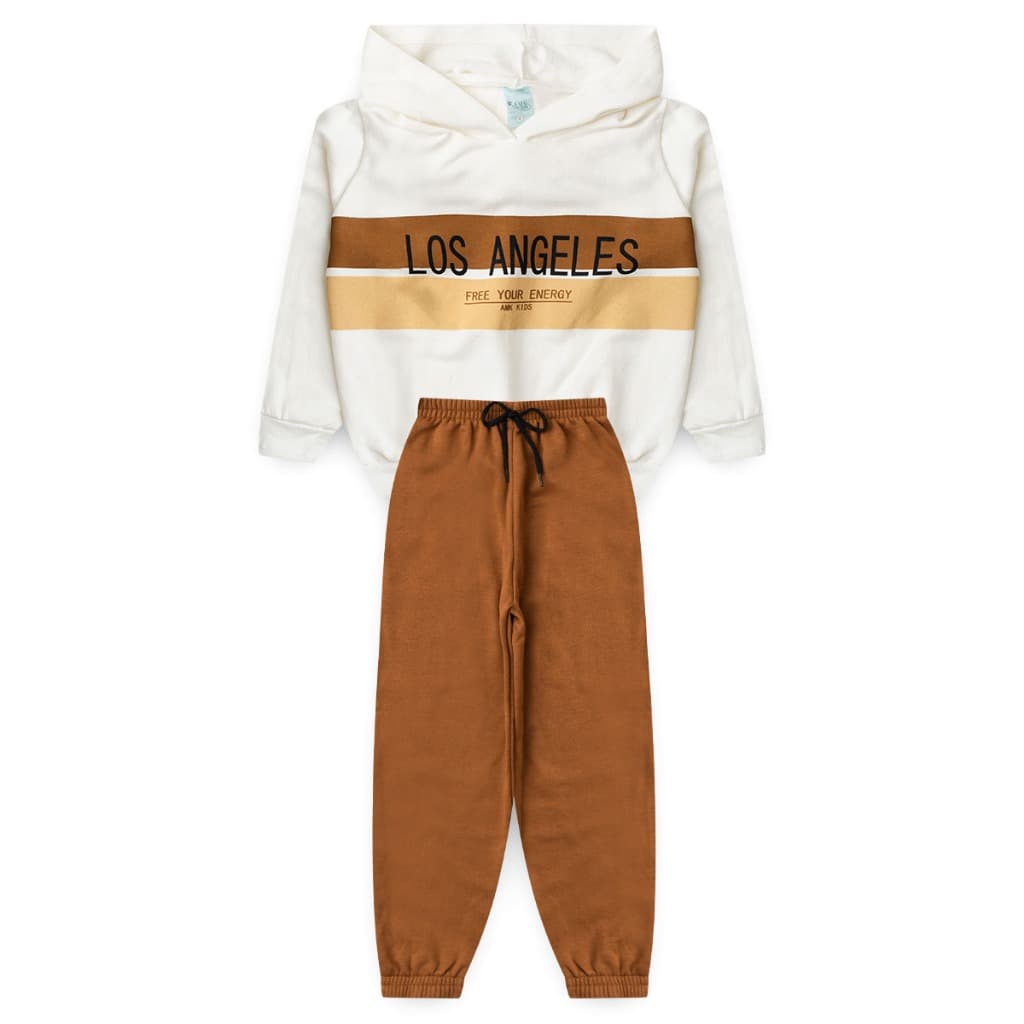 Conjunto Infantil Masculino Moletom Flanelado com Capuz | Inverno Quentinho Menino  L59