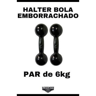 Halter Bola Emborrachado 6 kg - Treino Academia Funcional Peso