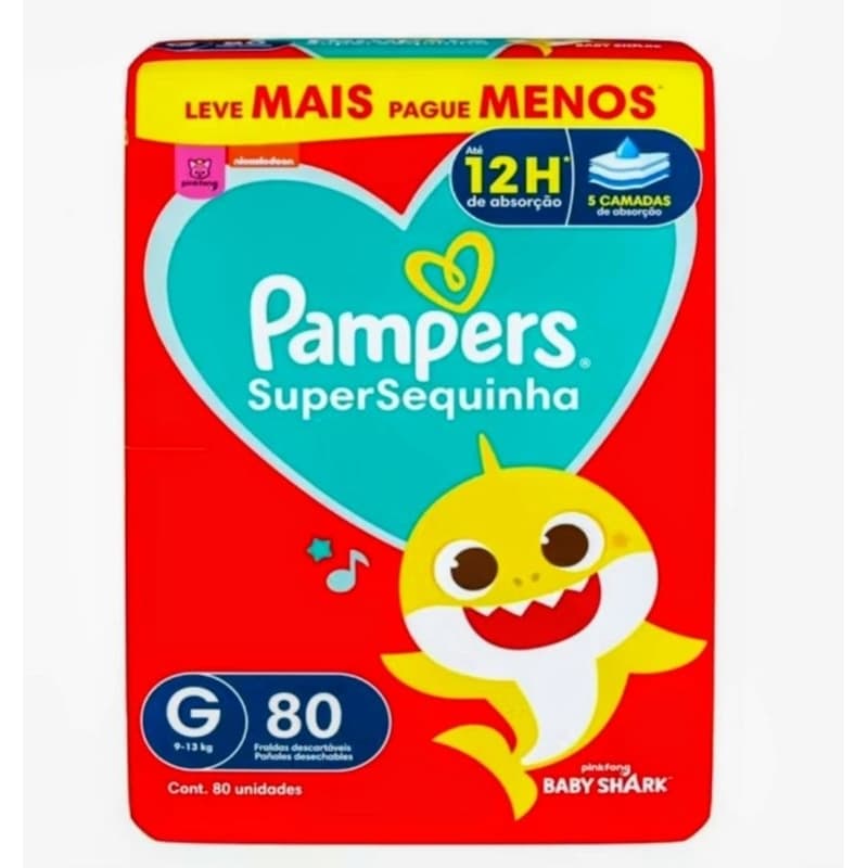 fraldas Pampers super sequinho tamanhos G com 80 unidades