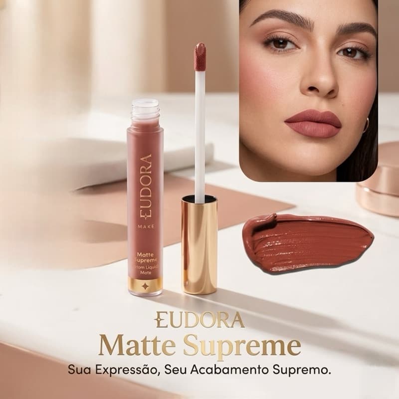 Batom  Líquido Matte Supreme Ultra Conforto 4ml | Longa Duração- COR Marrom Precioso