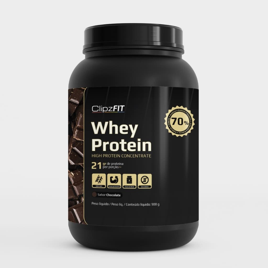 Whey Protein Concentrado 100% WCP, com 70% de proteína pura - Sabor Chocolate - 900gr