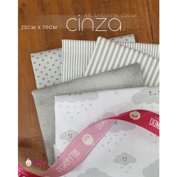 Kit 5Tricolines Collor Cinza 25cm X 70cm 100% Algodão-para Panos de Prato, Fraldas  e Patchwork