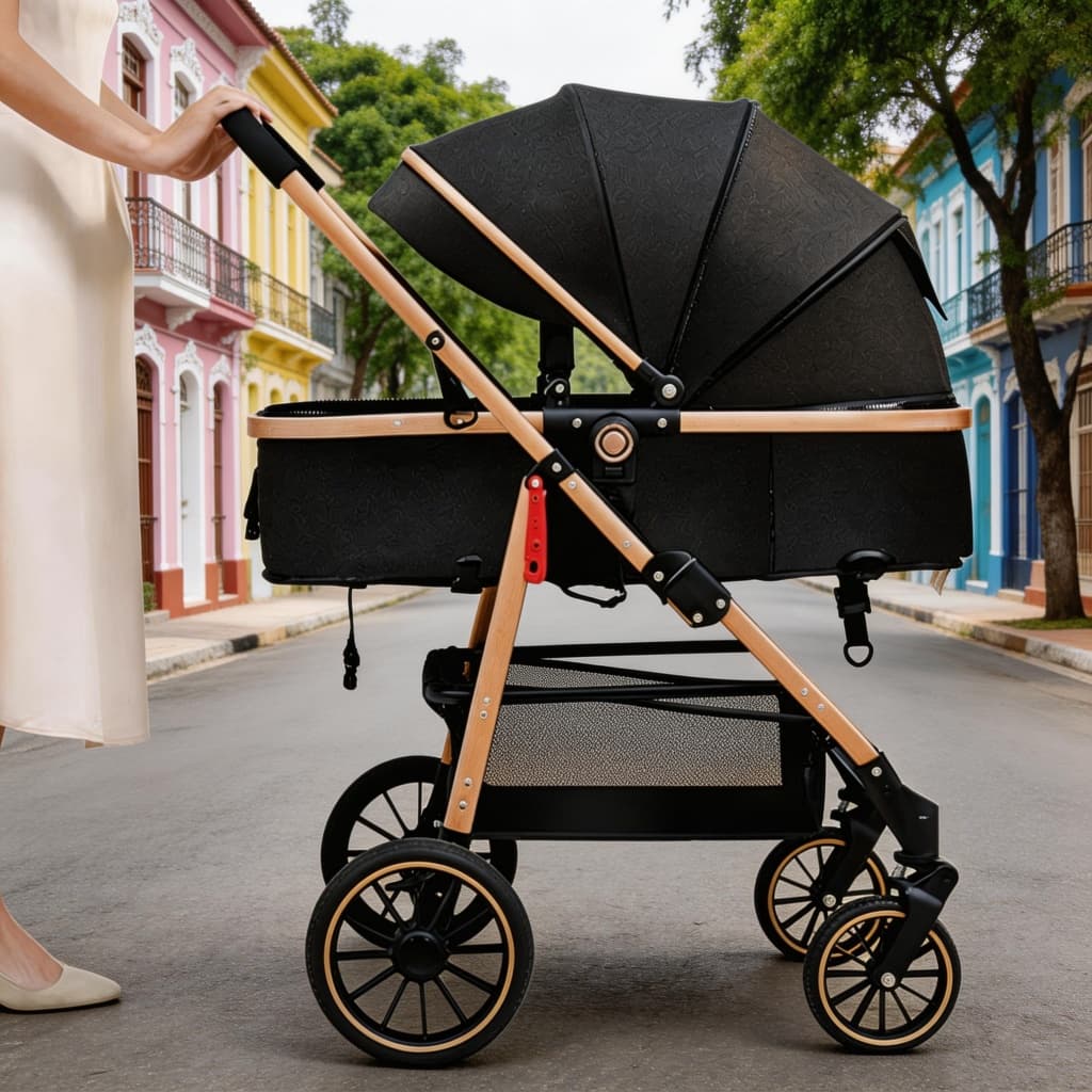 Carrinho de Bebê Luxuoso 3 em 1 Bidirecional com Moisés, Seguro e Confortável para Mamães