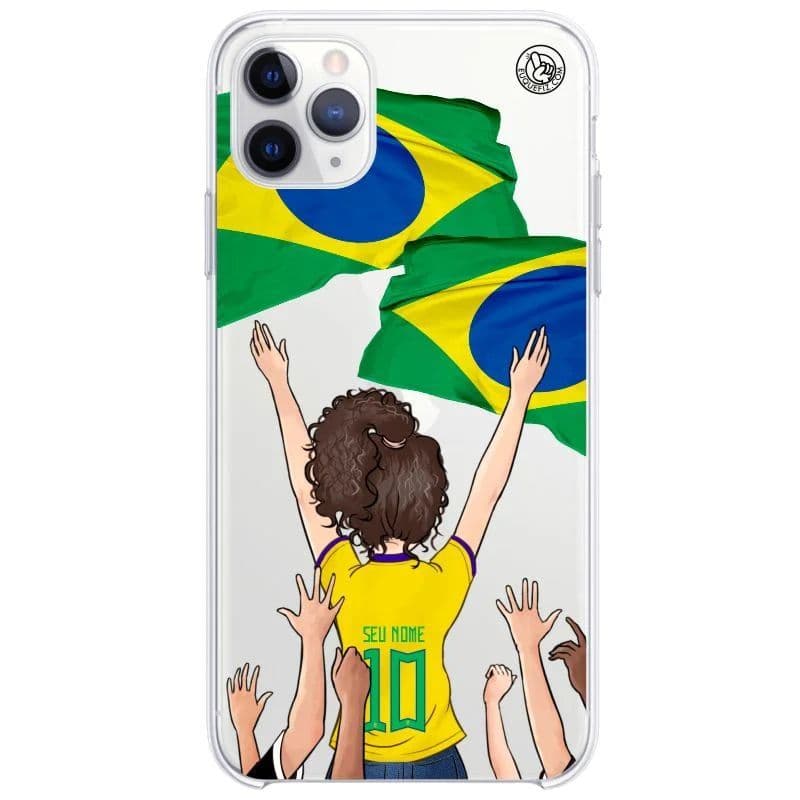 Capinha de Celular Torcedora do Brasil Cabelo cacheado Diversos Celulares