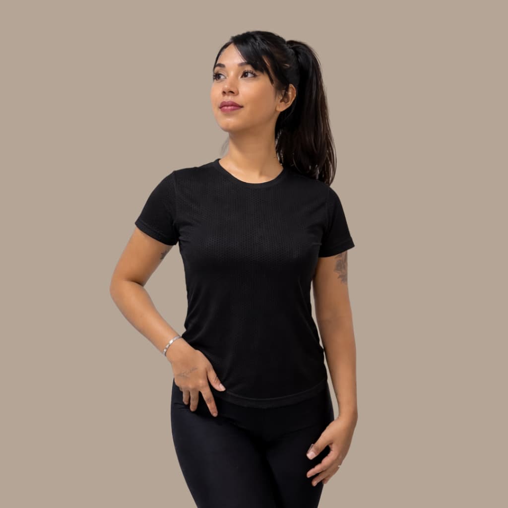 Blusa Feminina Dry Poliamida Manga Curta Leve Respirável Seca Rápido Fitness Treino Gyn Running barato roupa academia