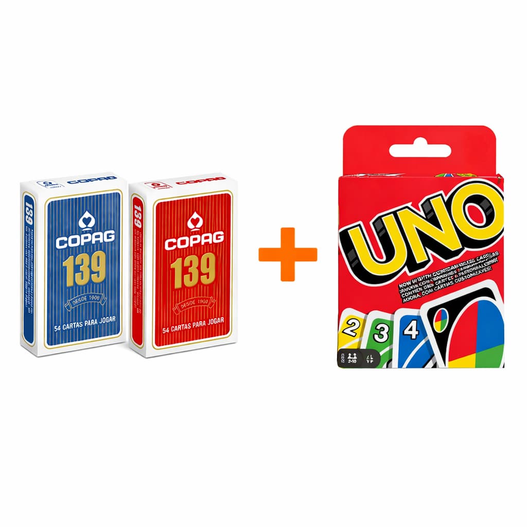 UNO e 2 Baralhos Copag 139 Jogo de Cartas Truco Poker Buraco Família Lazer Alta Qualidade