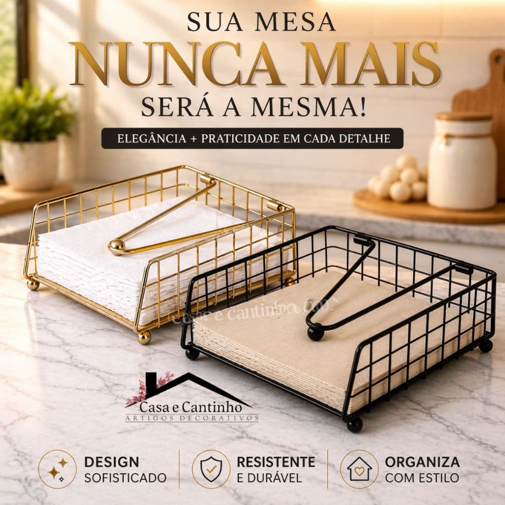 Porta Guardanapo Preto ou Dourado Suporte De Papel Toalha Bambu Organizador Multiuso Para Cozinha