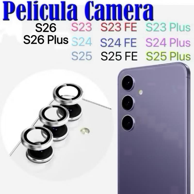 Película Protetora de Lentes de câmera Lisa de metal para samsung S26 S26 S23 S23 FE S23 Plus S24 S24 FE S24 Plus