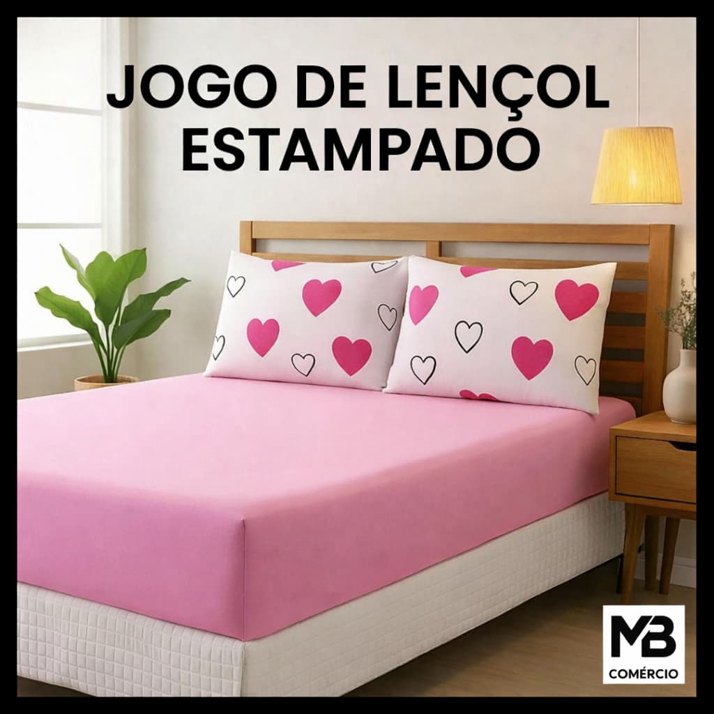 Jogo de Lençol | Casal, Queen, Solteiro | Elástico + Fronha Incluso - 100% Algodão - Malha