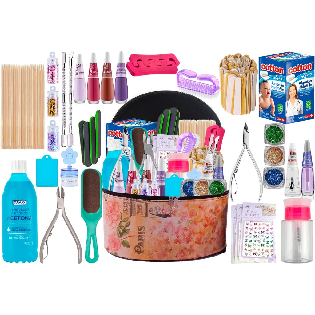 Kit de Manicure Completo + Maleta Decoração de Unhas Nail Art Profissional Ou Pessoal