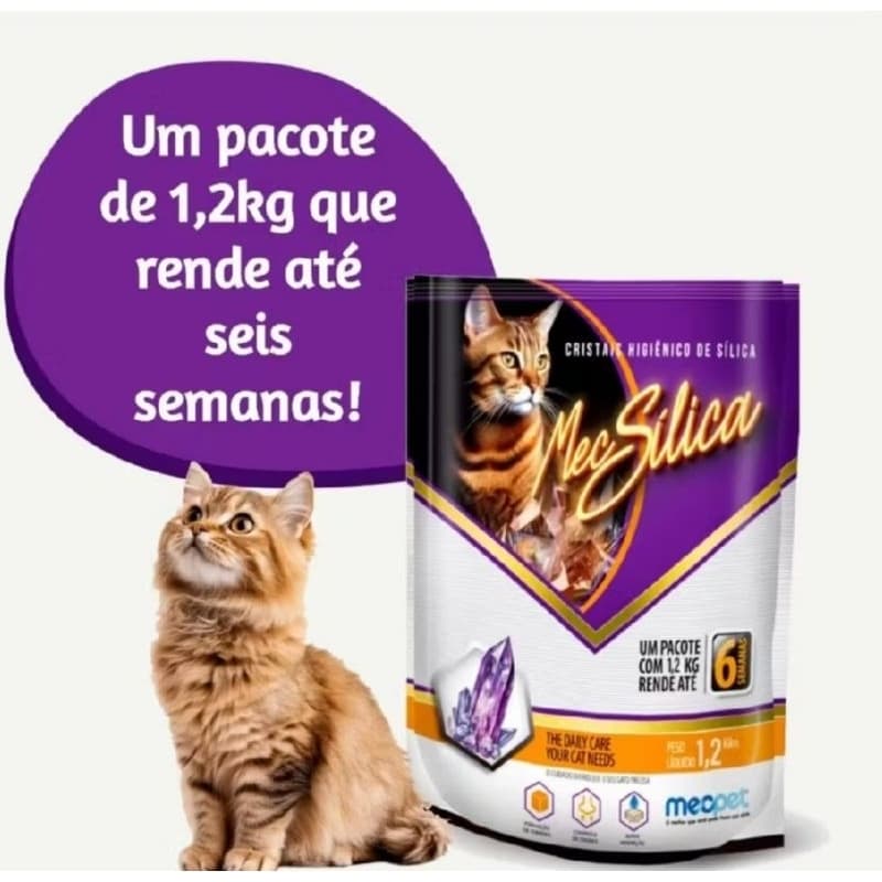 Areia Sanitária MecSilica Cristais de Areia Higiênico para Gatos