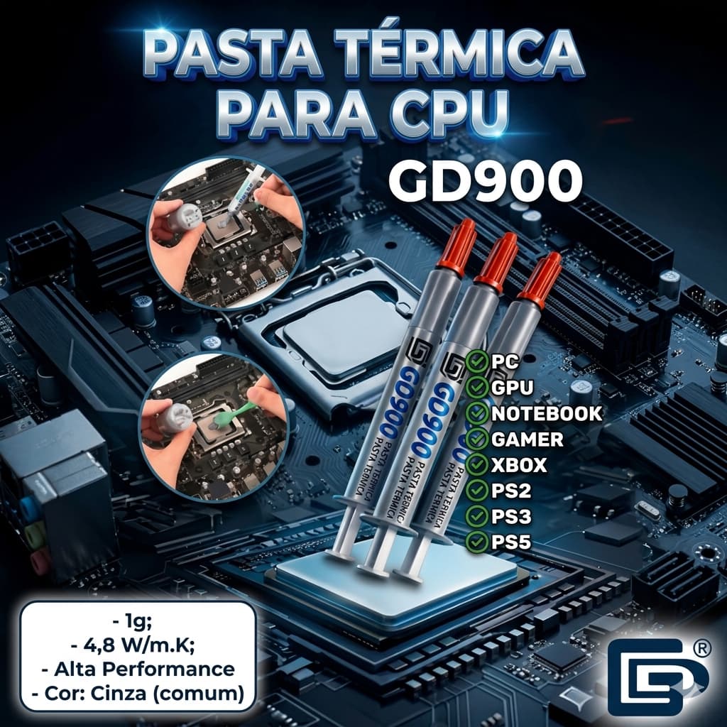 Pasta Térmica GD900 Para Processador 4.8K HD CPU, PS, Notebook, Placa de Vídeo e PC Placa térmica