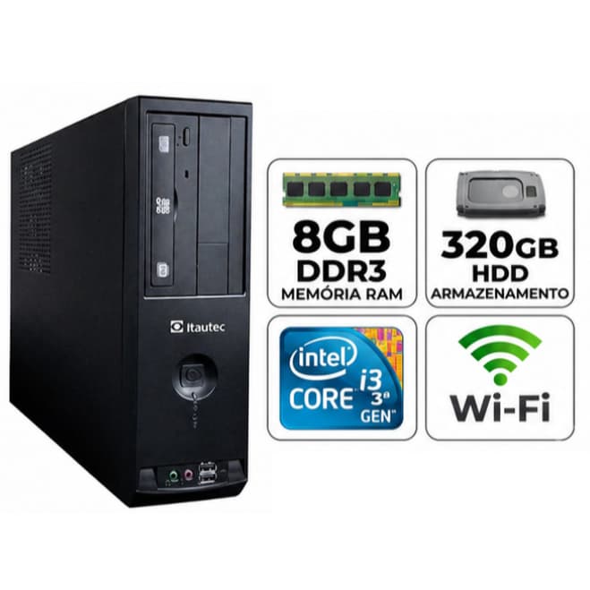 Computador Intel i3 3ª Geração HDMI 8gb de ram 320gb Sata Wifi Torre Cpu Trabalho Estudo Ifood