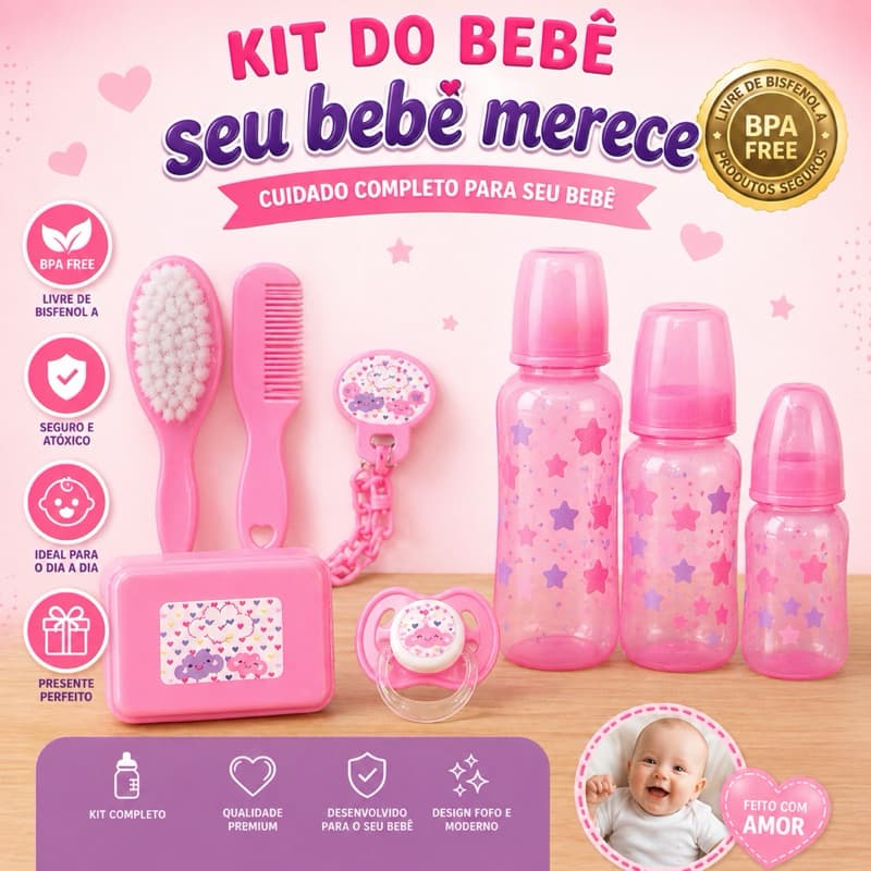 kit Mamadeira Barato menina com chupeta e kit pente