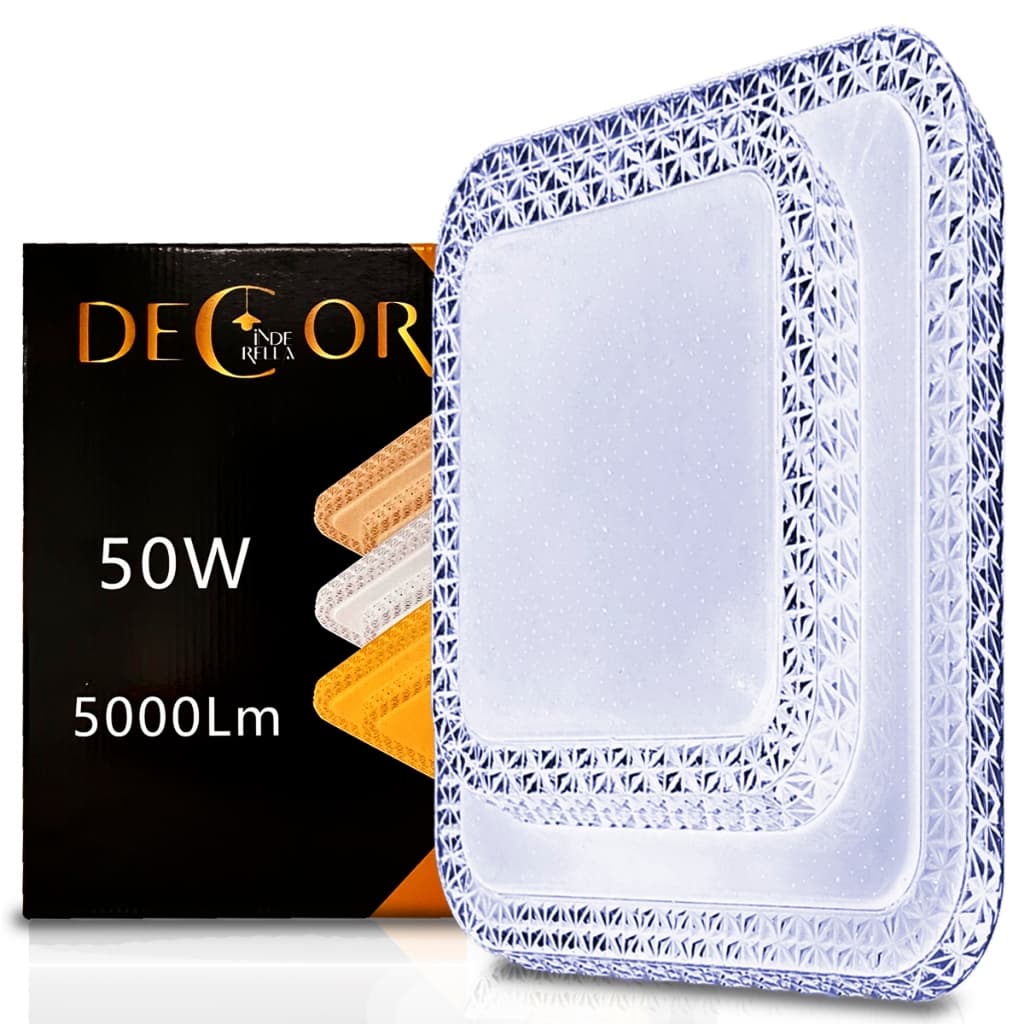 Luminária Teto Plafon Led Sobrepor Efeito Cristal Céu Estrelado 3 Cores Bivolt Borda Infinita