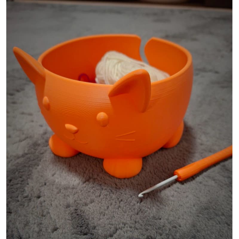 Tigela Porta Fios Gato 3D - Para Crochê, Tricô e Barbante - organizador - Acabe com os nós - fácil, suporte