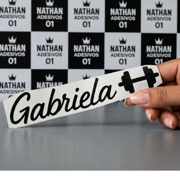 Adesivo nome com halter academia, nome personalizado diversas cores (ENVIA O NOME NO CHAT) academia fit treino