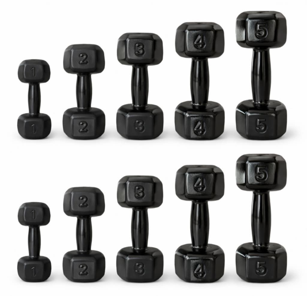 KIT HALTER SEXTAVADO 1 PAR DE 1 A 5KG PESO ACADEMIA TREINO MUSCULACAO FUNCIONAL FORCA CONDICIONAMENTO PROFISSIONAL