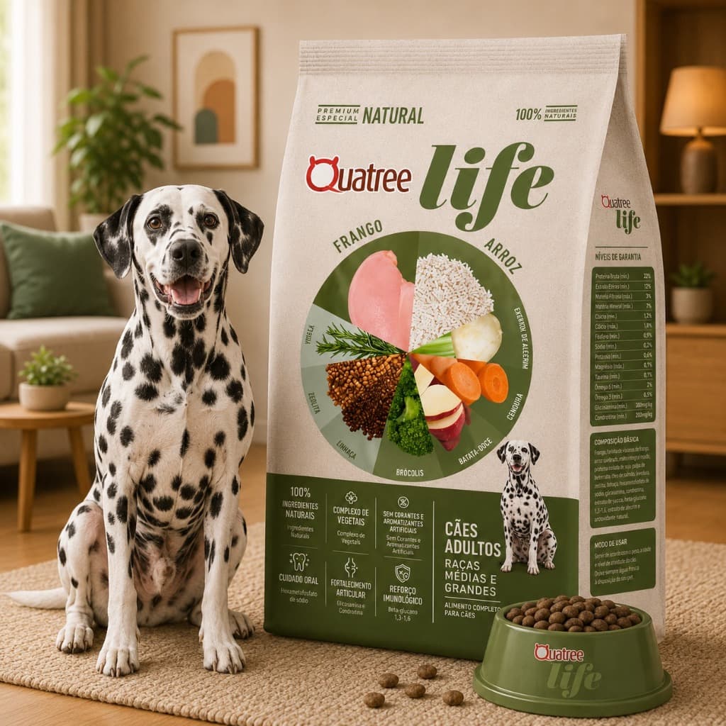 Ração Para Cachorro 15kg Quatree Life Adulto Raças Medias e Grandes Frango 24% Proteína
