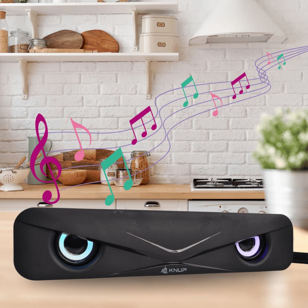 Caixa de Som Soundbar Knup KP-RO830 Gamer LED USB P2 6W para PC Notebook TV