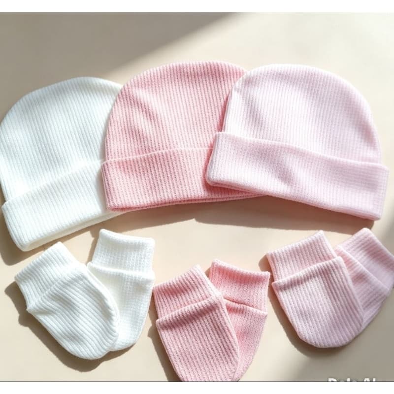 kit conjunto de touca e luva para bebê recém nascido,várias cores.Enxoval