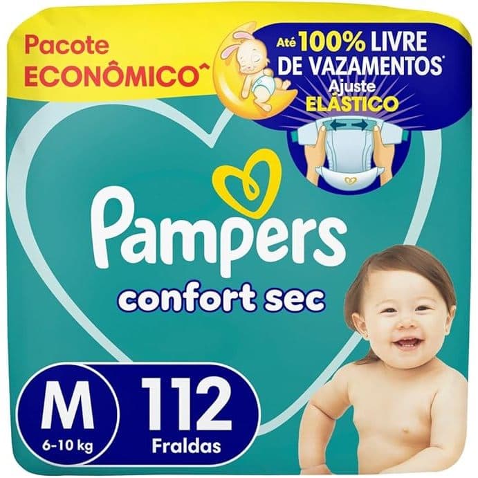 Fralda Pampers Confort Sec Tamanho M 112 Fraldas Descartáveis