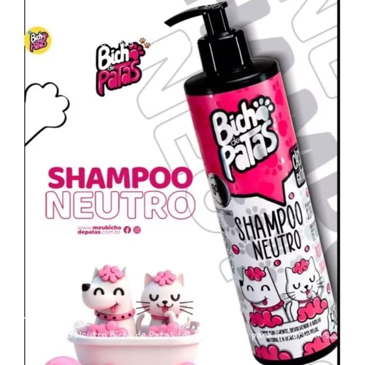 Shampoo Neutro para cães e gatos,limpeza suave todos os tipos de pele até as mais sensível- shampoo hidratante cachorro