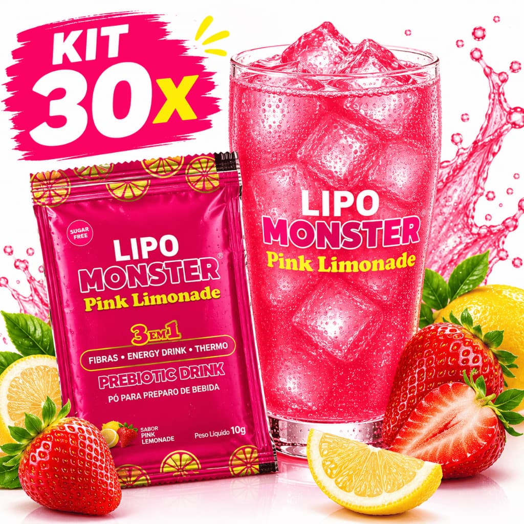 Suplemento Pré Treino Energético 30x Sache 10g Lipo Monster Drink - Uso Feminino
