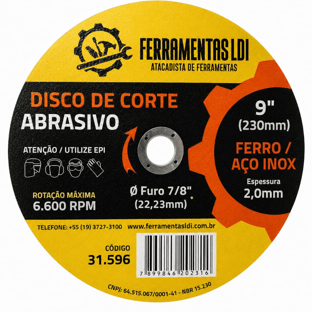 Kit 25 Disco Corte 9 230x2mm Ferro Inox Ldi Esmerilhadeira