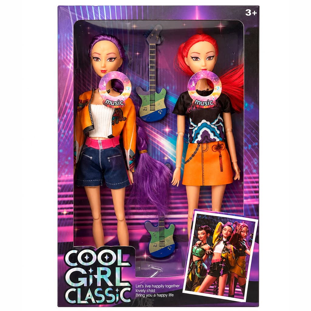 Kit 02 Boneca KPop Musical Articulada 30Cm Guerreiras Mira Rumi Zoey Acessórios Luz e Som