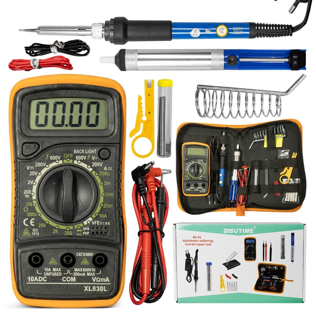 Kit Ferro de Solda 60W + Multímetro Digital XL830L Completo para Eletrônica