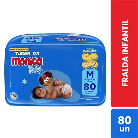 Fralda Turma da Mônica M80 Hiper Pacotão promoção descartável