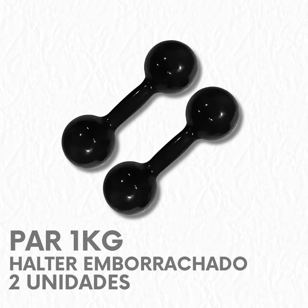 Par de Halteres Emborrachados 1kg Cada Bola Musculação Treino Em Casa Academia