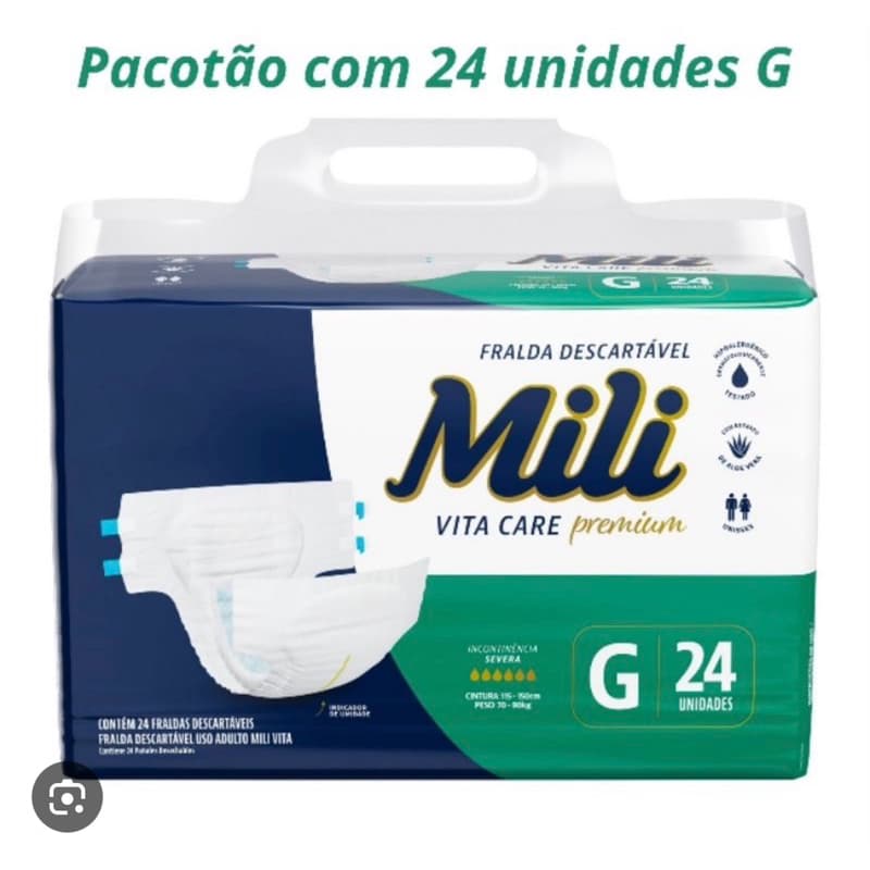 Fralda Geriátrica Mili Vita Care Premium Tamanho G 24 Unidades Descartáveis