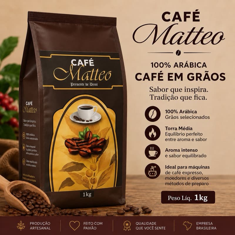 Café Matteo (Artesanal 100% Arábico) - EM GRÃOS - 1KG