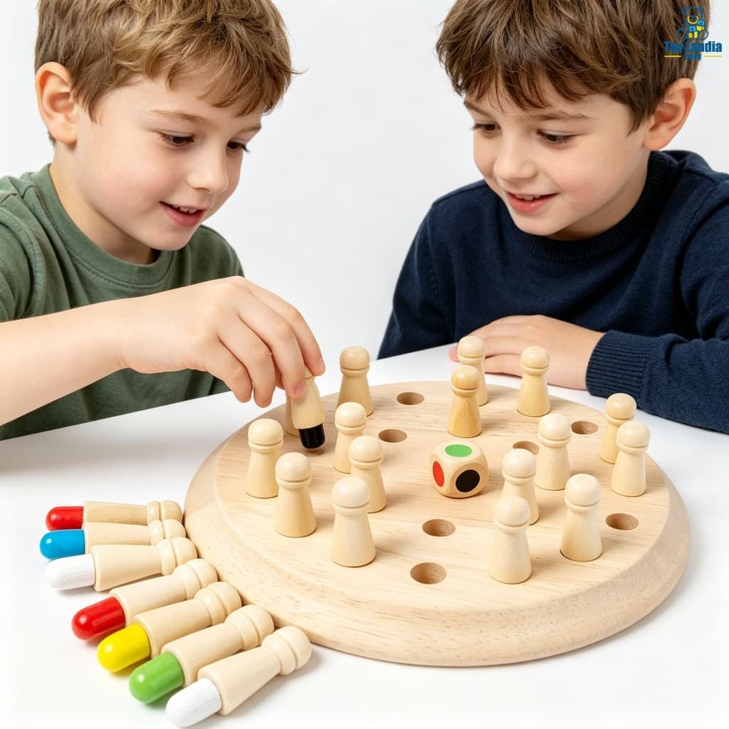 Jogo de aprendizagem de memória de madeira com palitos coloridos, brinquedo educativo de memória para crianças