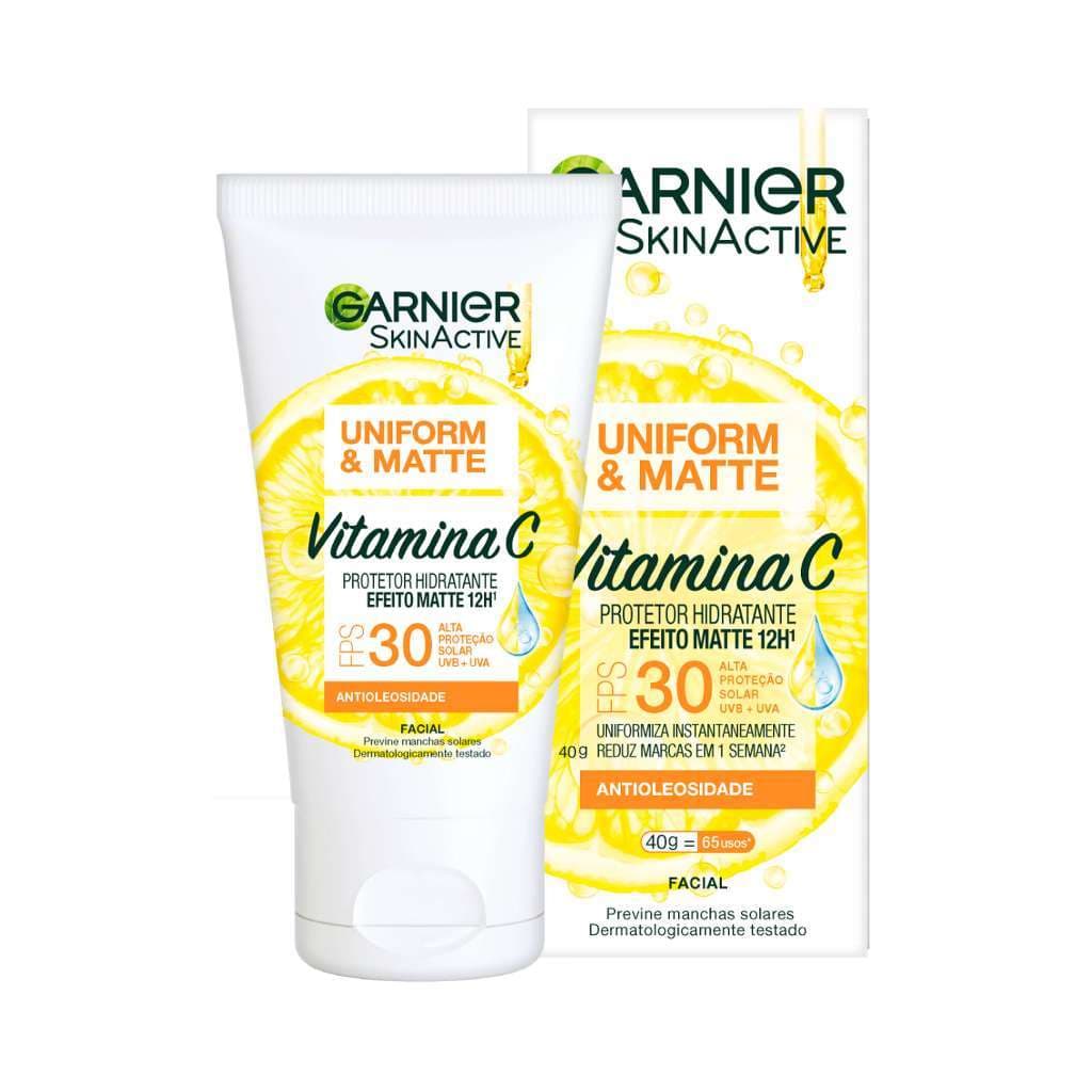 Protetor Solar Facial com Vitamina C FPS 30 Efeito Matte, Sem Cor, para Pele Oleosa, Uniform & Matte Garnier, 40g