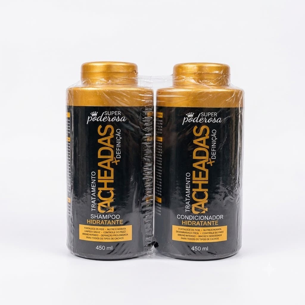 Kit Super Poderosa 450ml cada  Cacheadas + Definição – Shampoo e Condicionador Hidratante