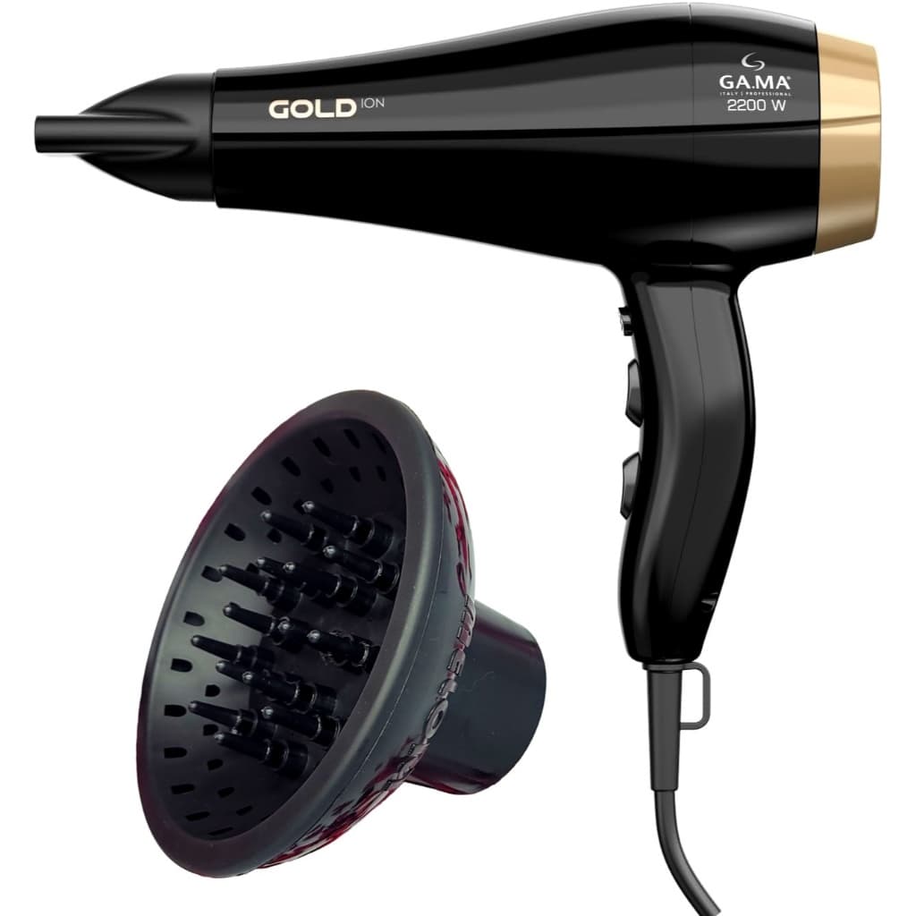 Secador De Cabelo Gama Italy 2200w Gold Ions Óleo de Argan Profissional Salão Ar Quente e Frio Com Difusor De Cachos