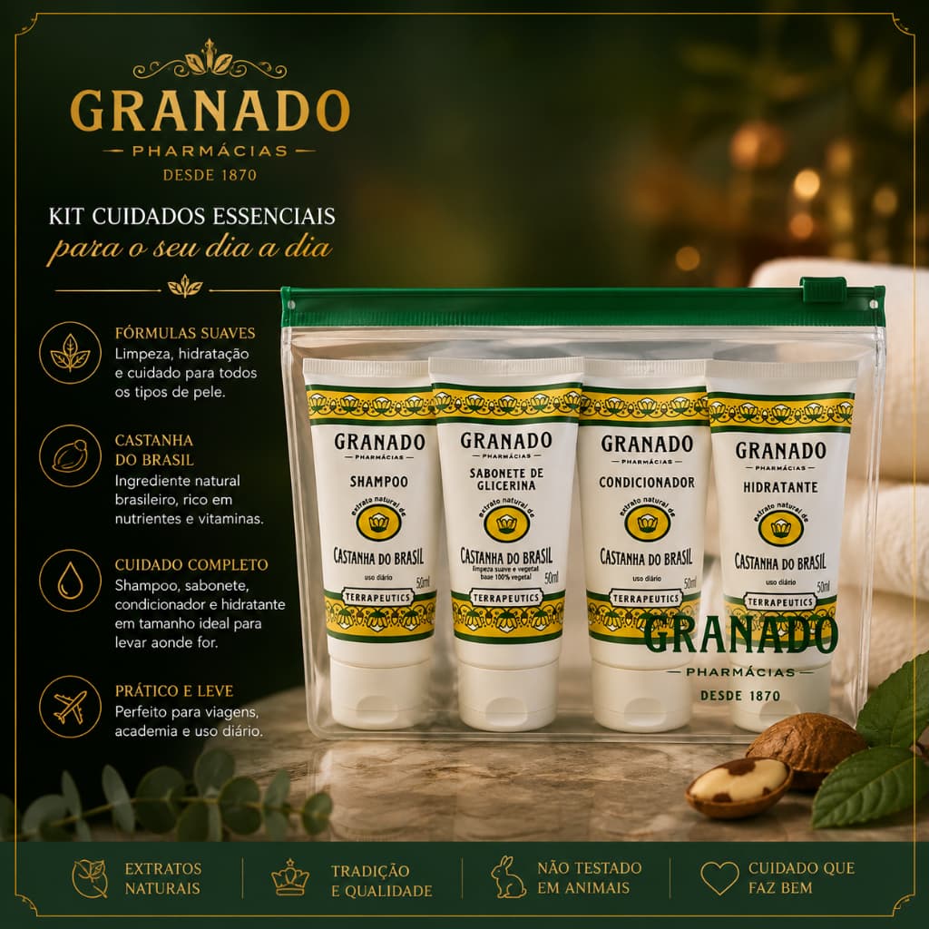 Kit Viagem Granado Pink Necessaire com Shampoo Condicionador Sabonete e Hidratante