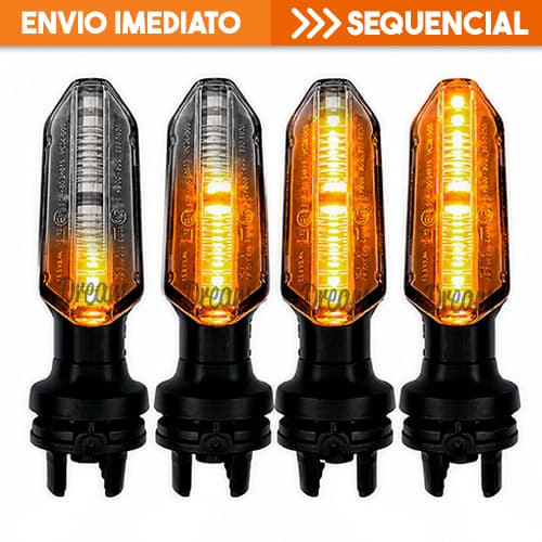 Piscas Moto Seta Led Sequencial Kit 2 ou 4 Fan 160 Titan 150 Twister CB250 XRE300 Titan