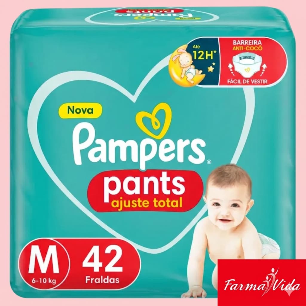 Fralda Pampers Pants Ajuste Total M 42 Un Até 12h Zero Vazamento