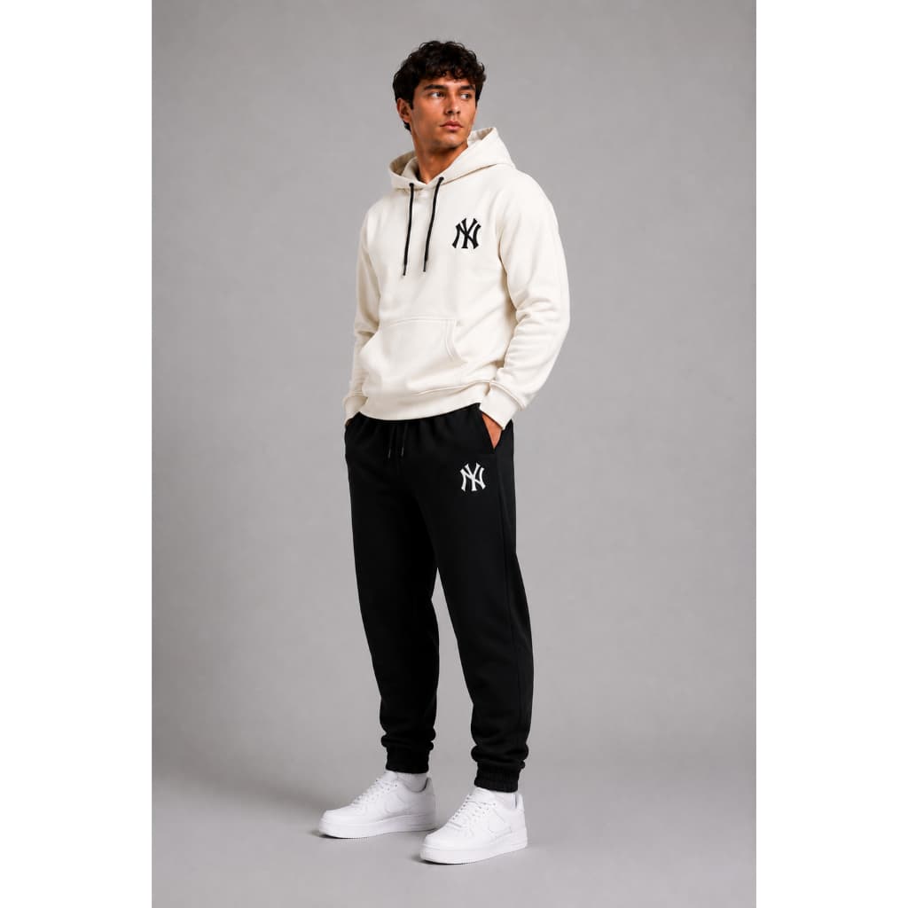 Conjunto Kit Moletom Blusa de Frio  + Calça Moletom de Punho Masculina New York Off White