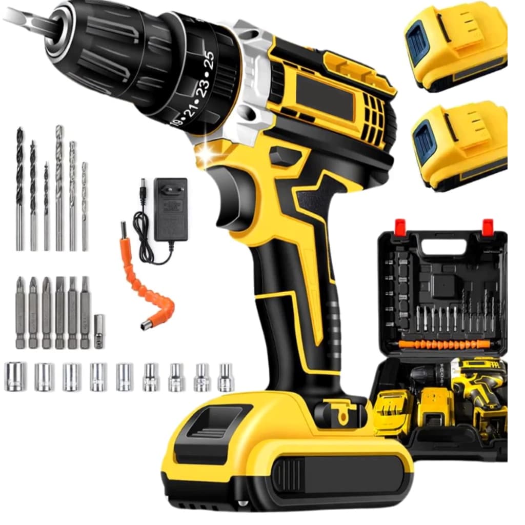 48V Rechargeable Screwdriver and Drill with 2 Batteries Case Complete Kit Bivolt Domestic and Professional Use