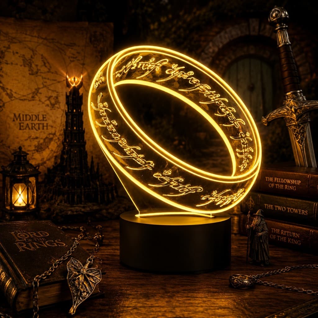 Luminária Led 3d | Anel Senhor dos Anéis | Abajur Presente Criativo Decoração Multicores